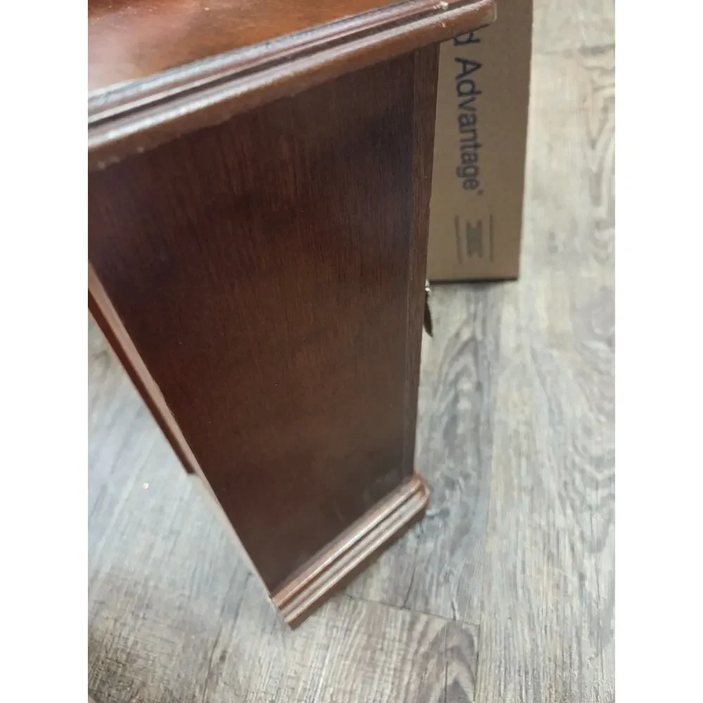 Farrington Vintage Wooden Glass Front Velour Lined Mirrored Jewelry Box Holder